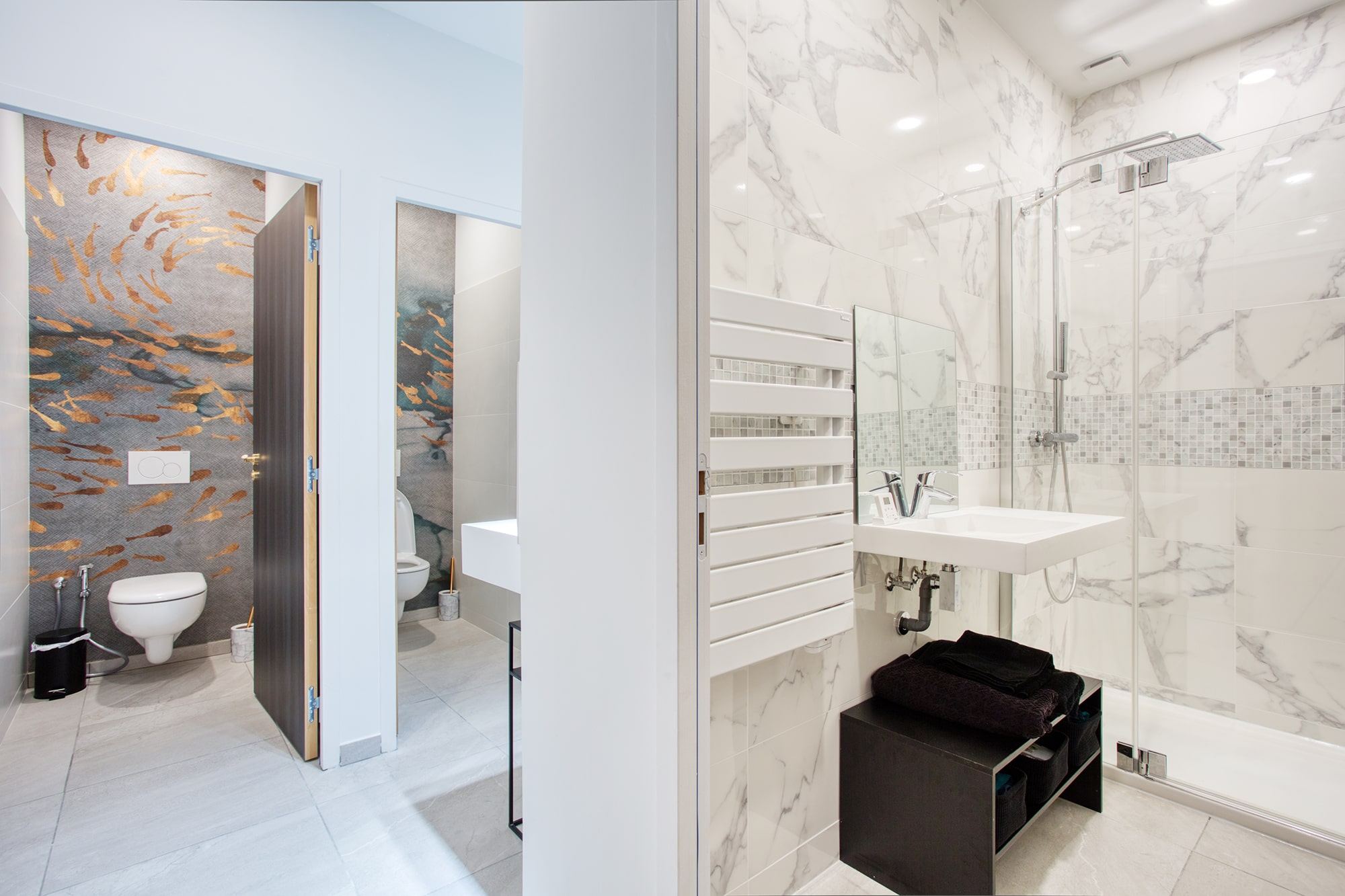 Sanitaires en marbre des bureaux Elyst Consulting