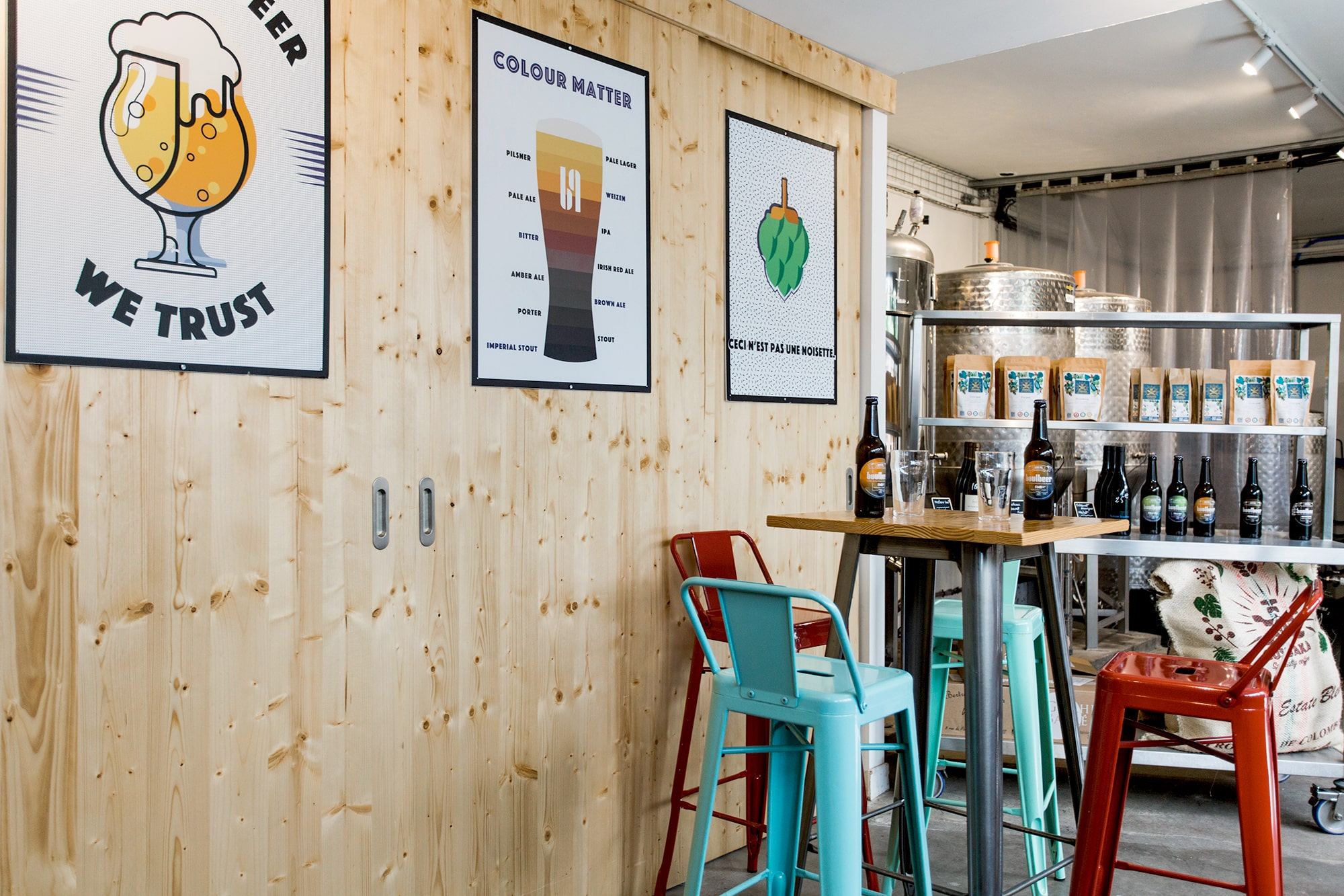 Détail d'agencement de la brasserie Bocal