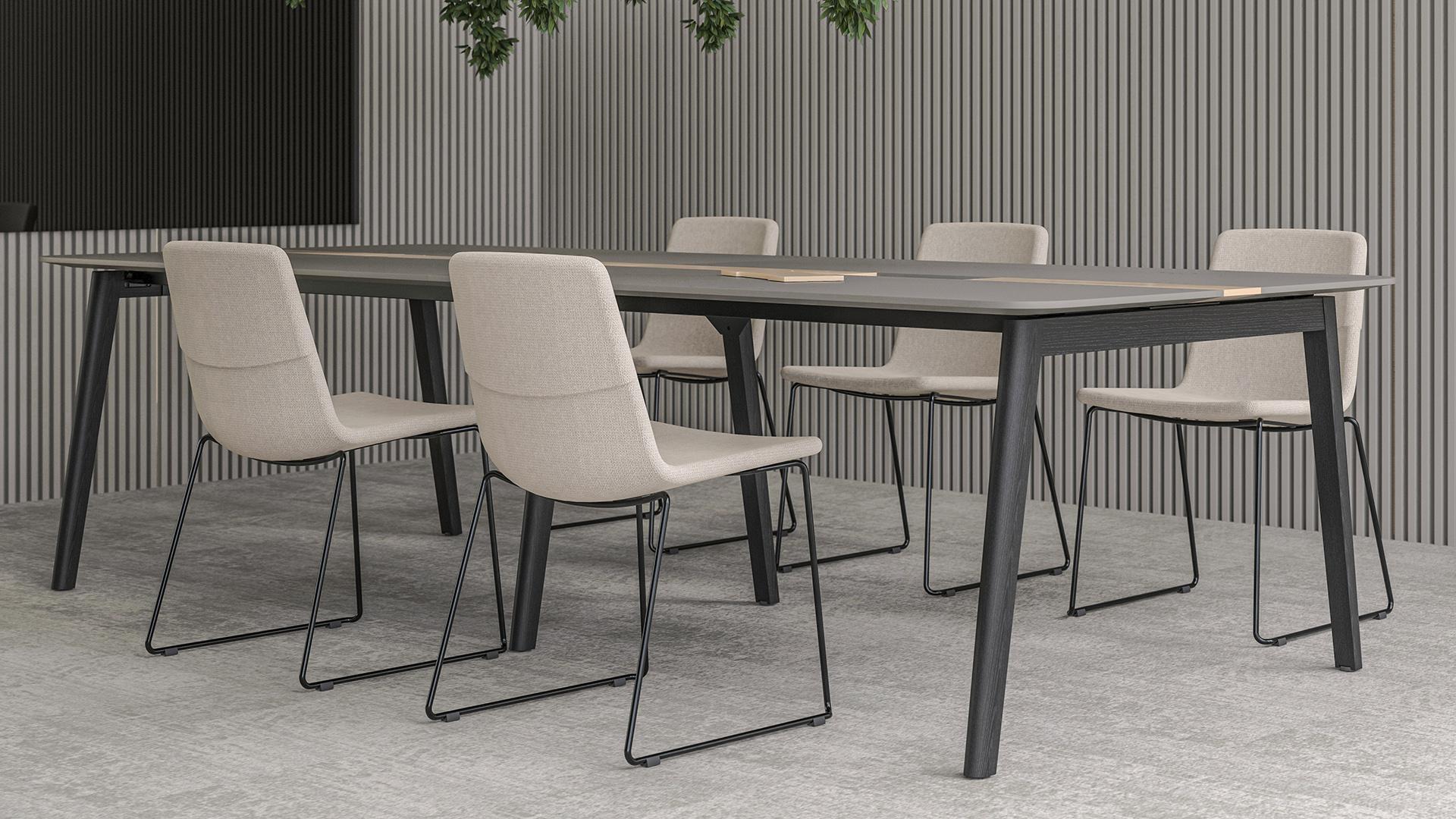Table de conférence en bois avec sièges design pour bureau de direction