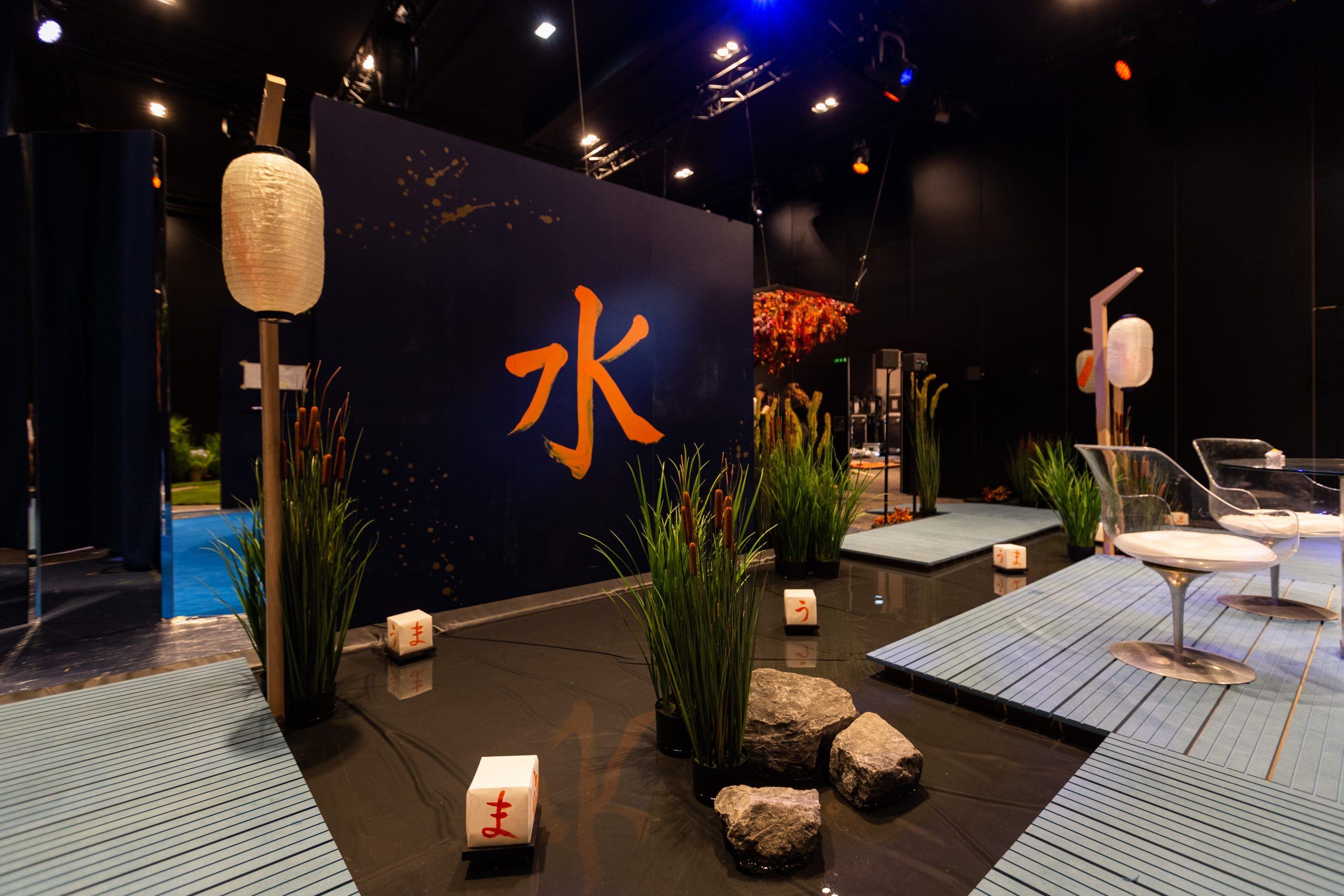 Jardin zen aquatique de l'événement Johnnie Walker Blue Label Umami place Vendôme par Isospace