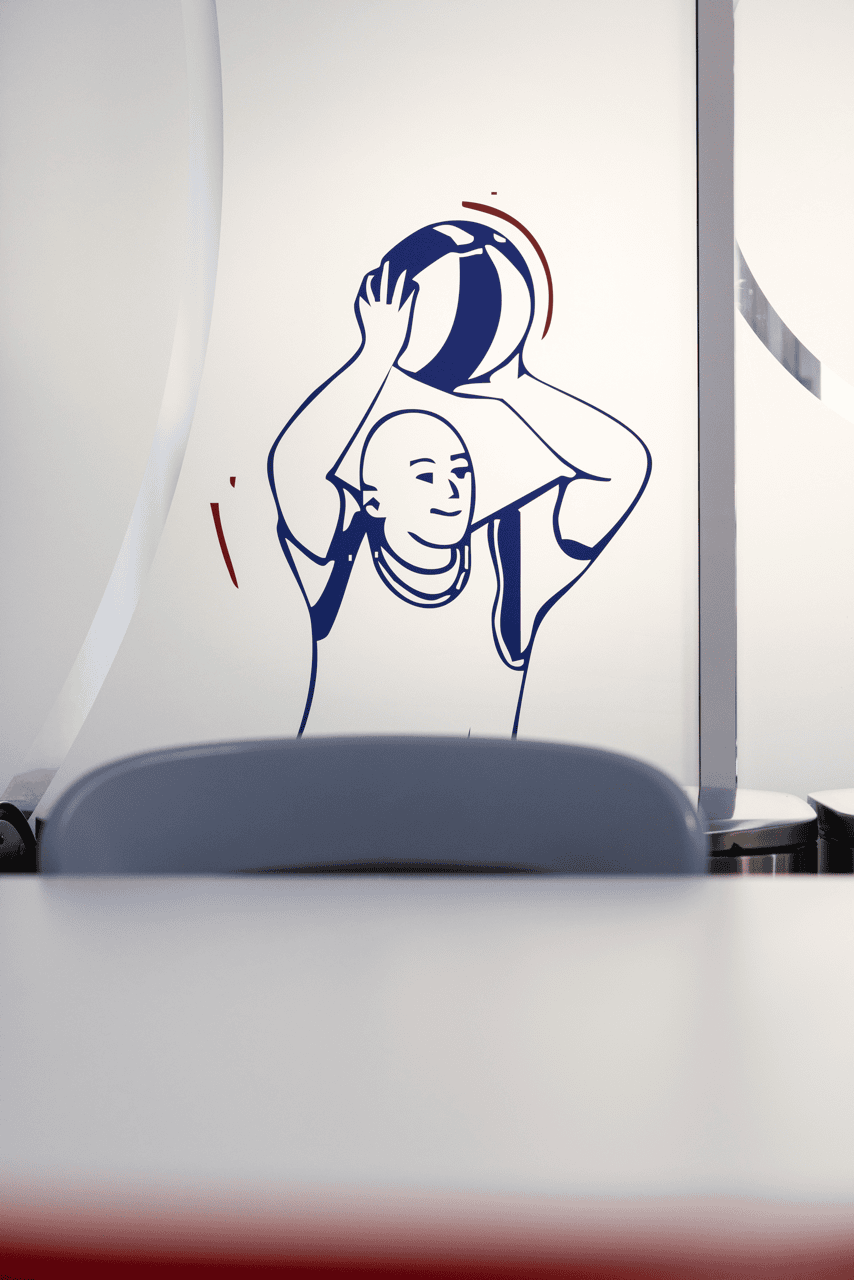 Signalétique murale sportive illustrée