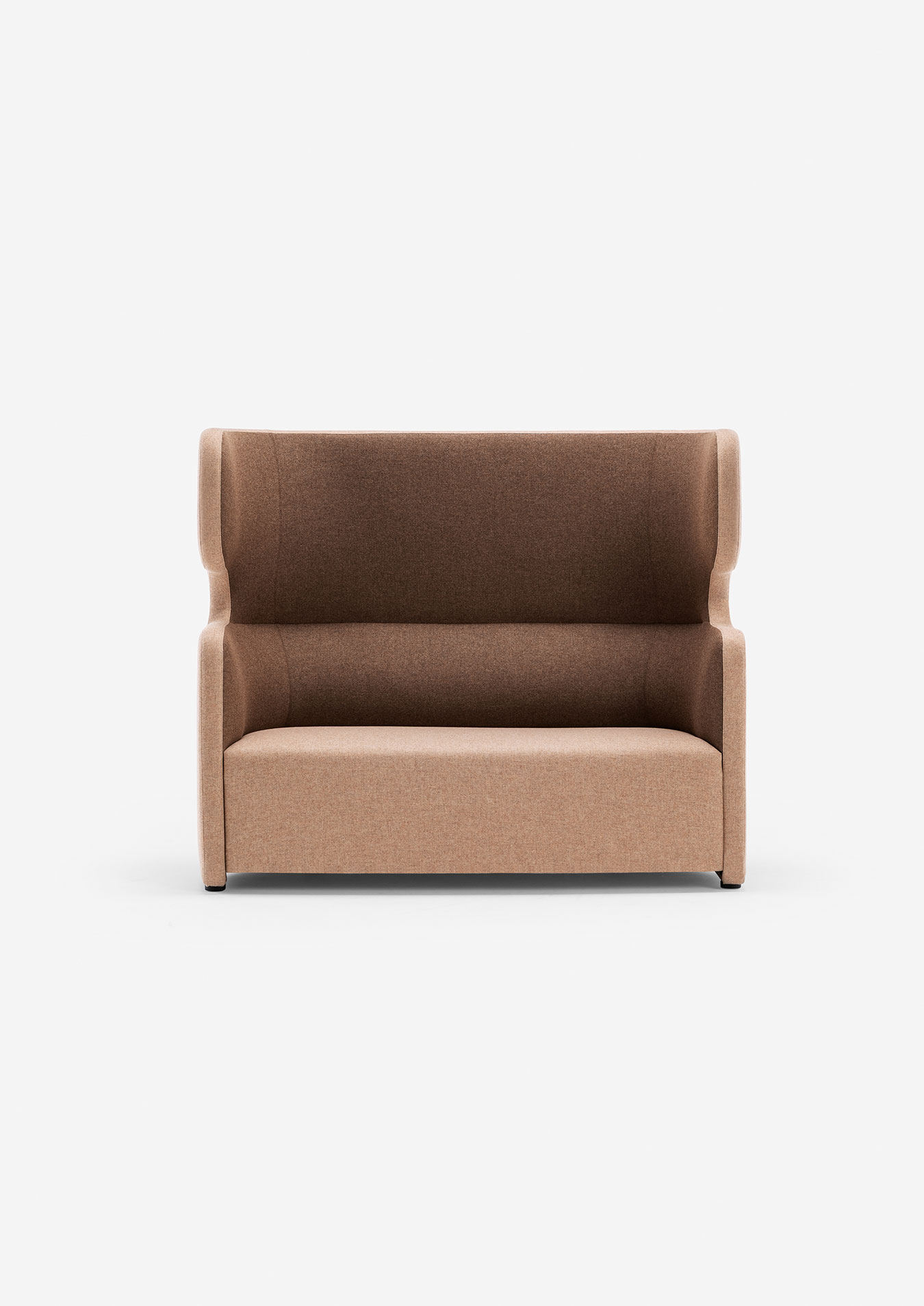 Banquette haute deux places à dossier acoustique, finition tissu rosé