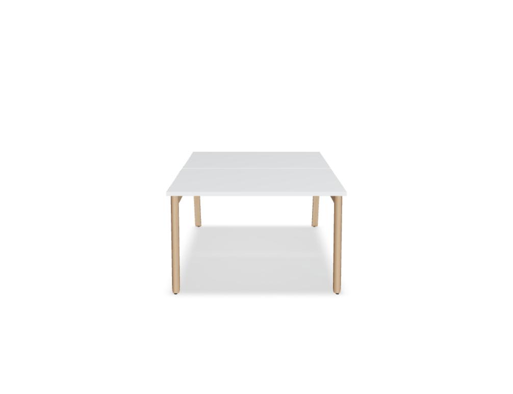 Bureau bench 2 personnes, vue frontale, plateau blanc