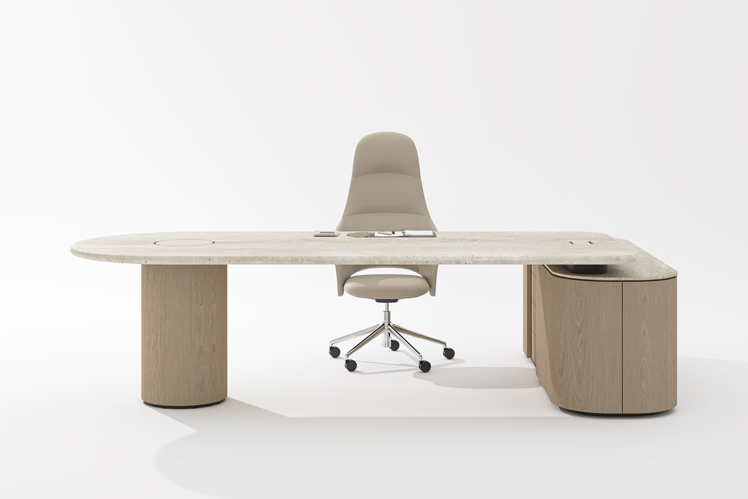 Bureau de direction marbre noir, configuration avec retour