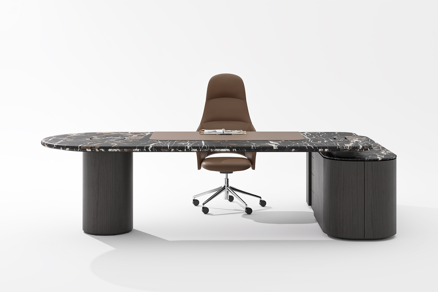 Plateau en marbre noir d’un bureau de direction sur mesure par Isospace