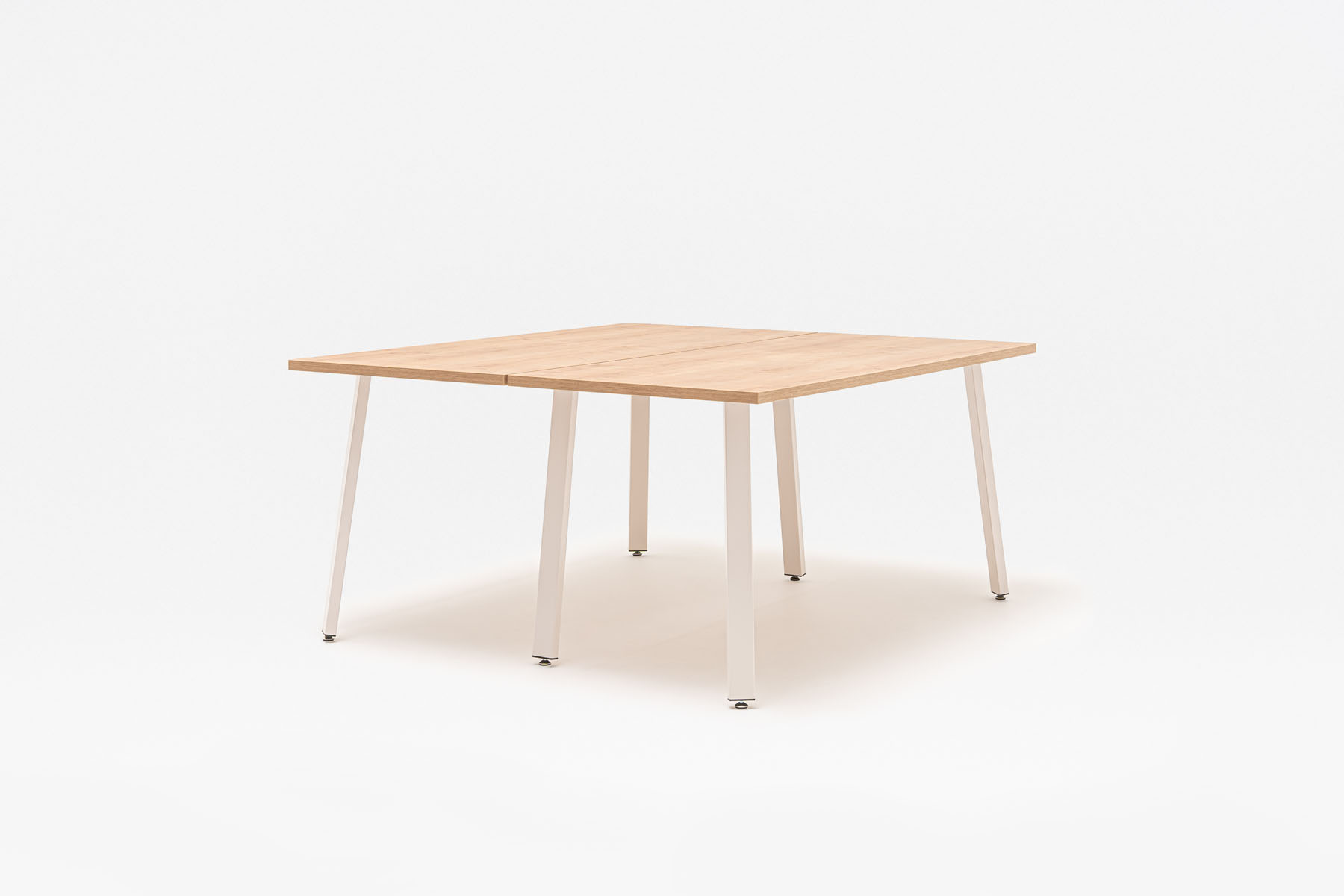 Bureau bench double 4 à 6 personnes au plateau chêne et piètement acier