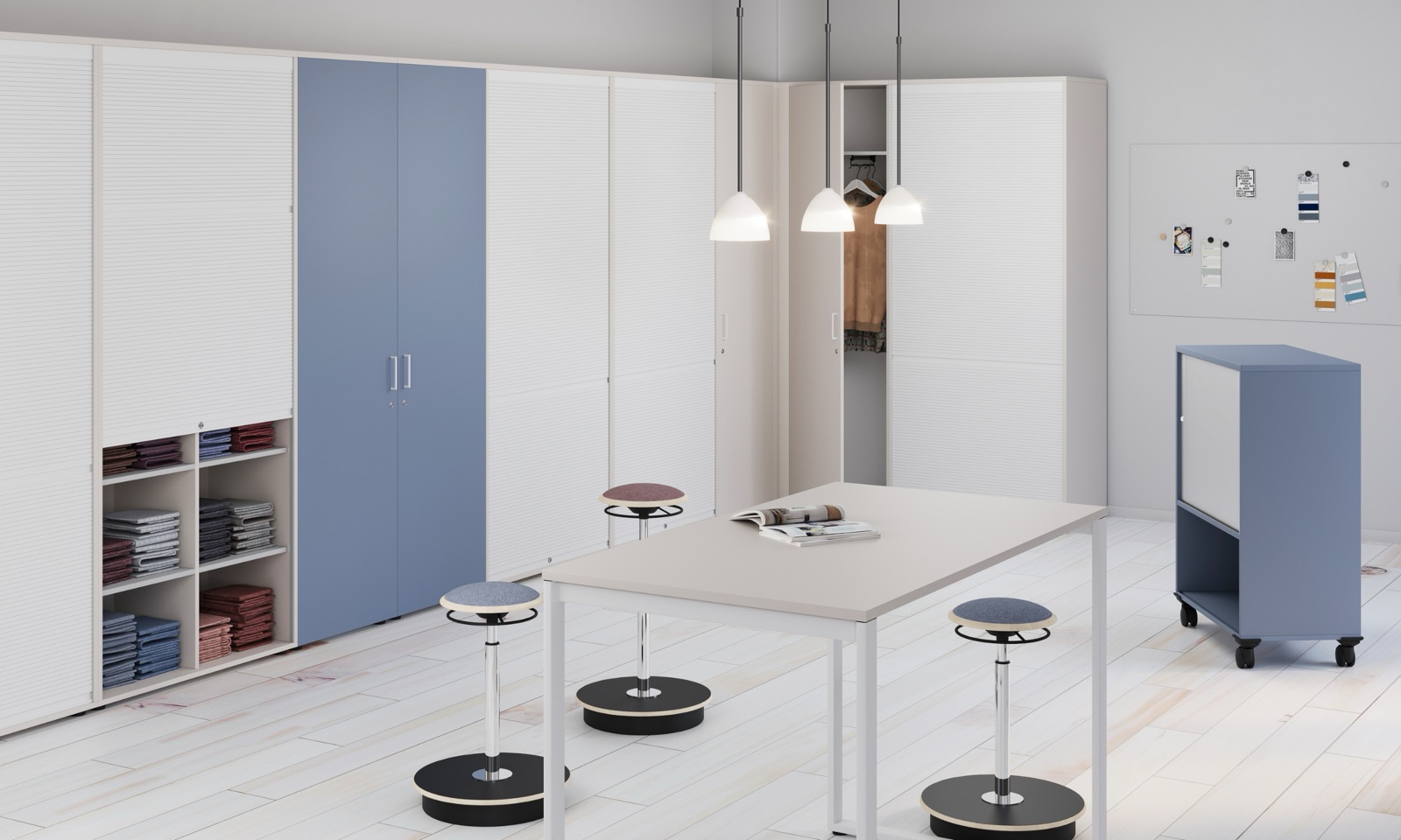 Caissons tower servant de vestiaires individuels en open space