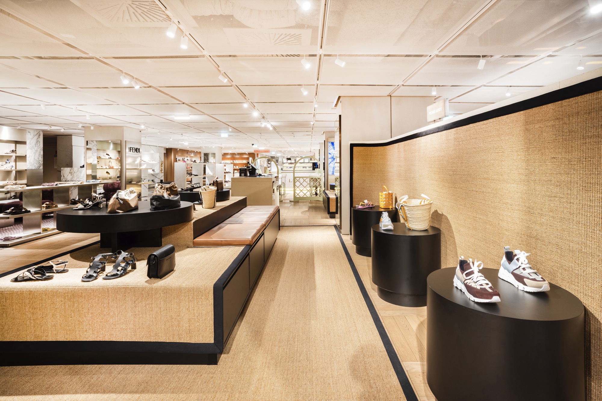 Allée de l'espace souliers de luxe des Galeries Lafayette, corner Pierre Hardy à droite