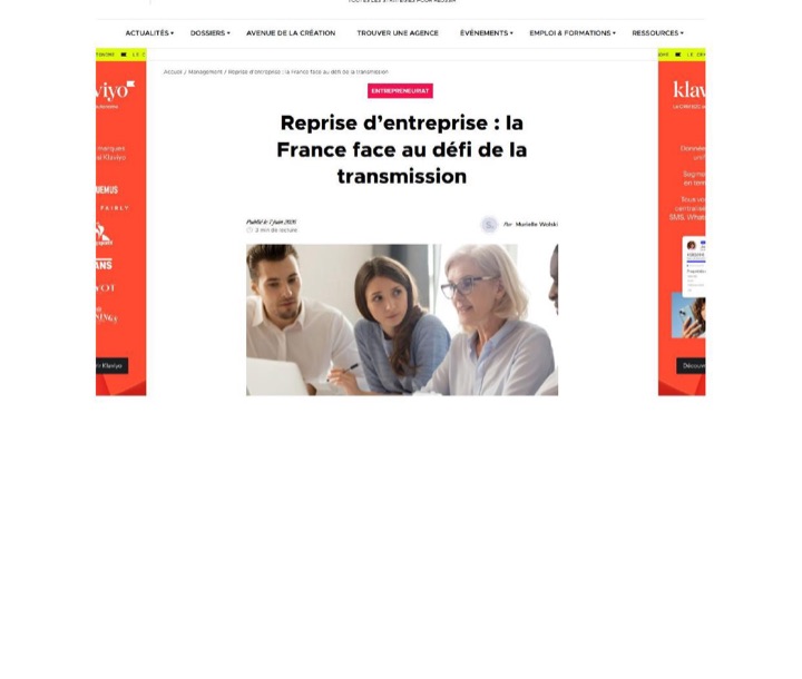 Parution presse Stratégies : Reprise d’entreprise : la France face au défi de la transmission