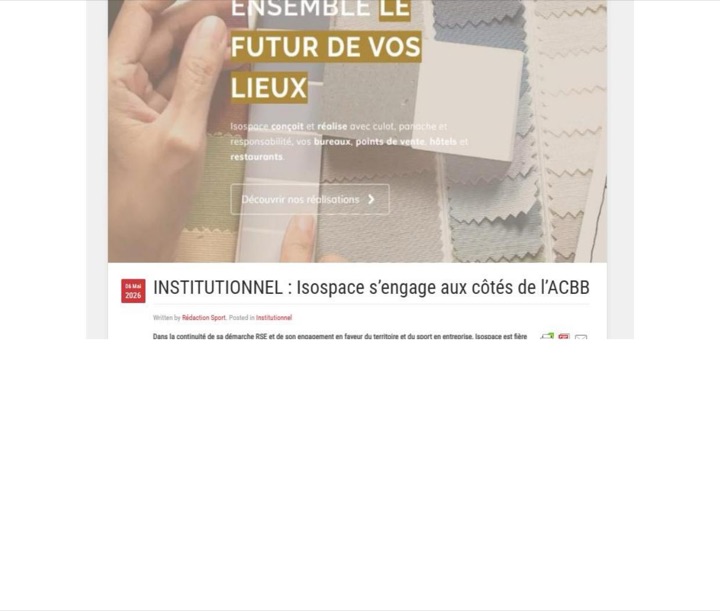 Parution presse PA Sport : INSTITUTIONNEL : Isospace s’engage aux côtés de l’ACBB