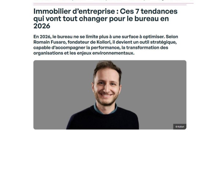 Parution presse MySweetImmo : Immobilier d’entreprise : Ces 7 tendances qui vont tout changer pour le bureau en 2026
