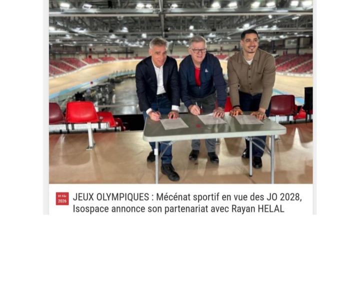 Parution presse PresseAgence Sport : JEUX OLYMPIQUES : Mécénat sportif en vue des JO 2028, Isospace annonce son partenariat avec Rayan HELAL