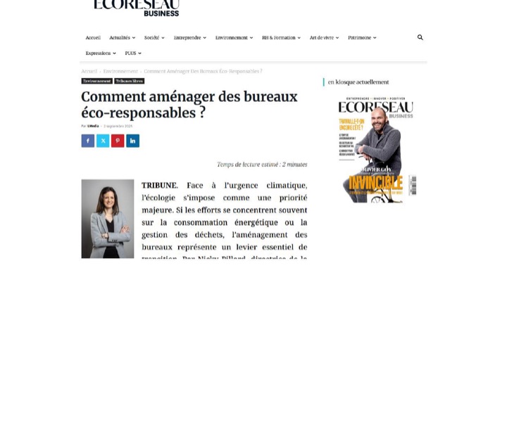 Parution presse EcoRéseau Business : Comment aménager des bureaux éco-responsables ?