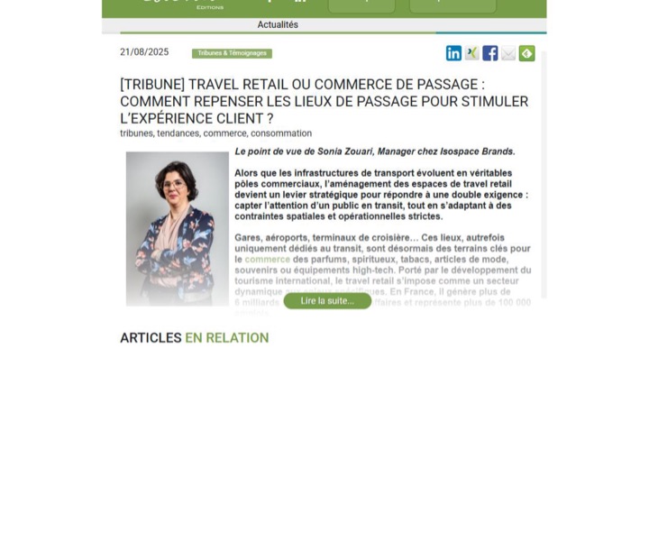Parution presse Esteval : Travel retail ou commerce de passage : comment repenser les lieux de passage pour stimuler l’expérience client ?
