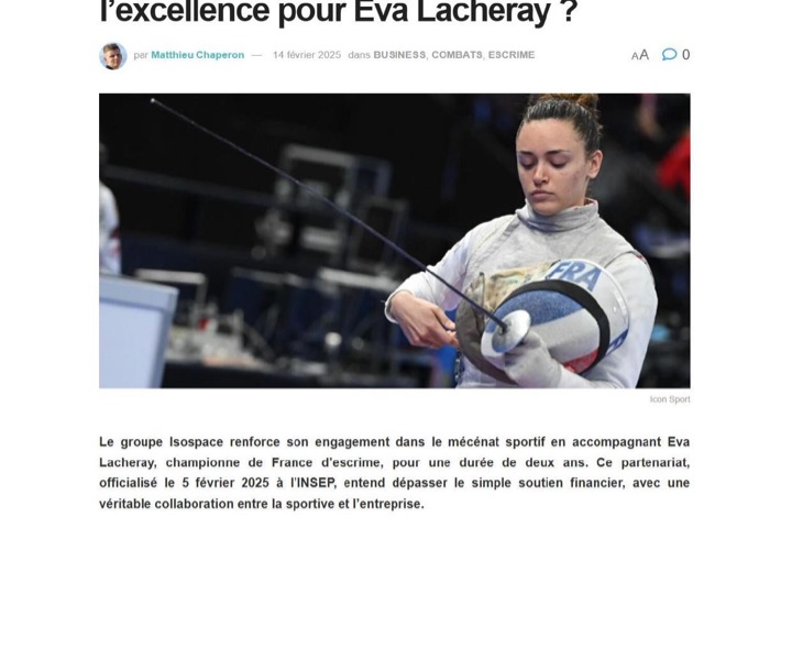 Parution presse Sportmag.fr : Escrime : quel parcours vers l’excellence pour Eva Lacheray ?