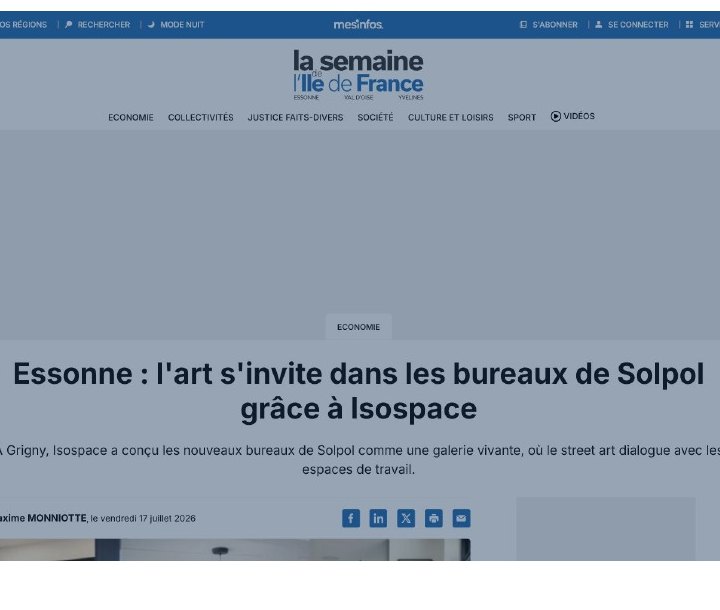 Parution presse La Semaine de l’île de France : l’art dans les bureaux de Solpol aménagés par Isospace